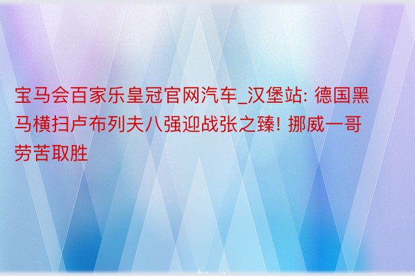 宝马会百家乐皇冠官网汽车_汉堡站: 德国黑马横扫卢布列夫八强迎战张之臻! 挪威一哥劳苦取胜