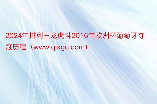 2024年排列三龙虎斗2016年欧洲杯葡萄牙夺冠历程（www.qixgu.com）